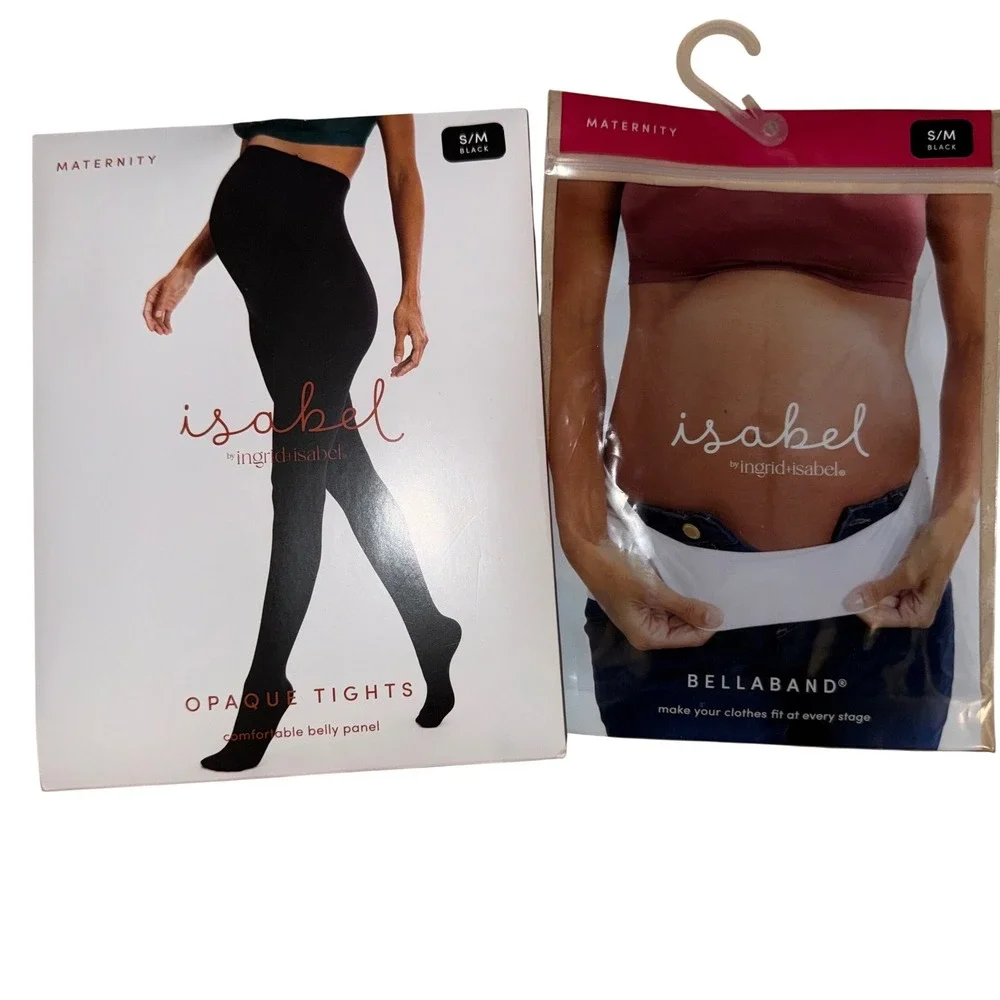 Ingrid Isabel Maternity Opaque Tights Black AND Bella‎ Band S/M Belly Panel